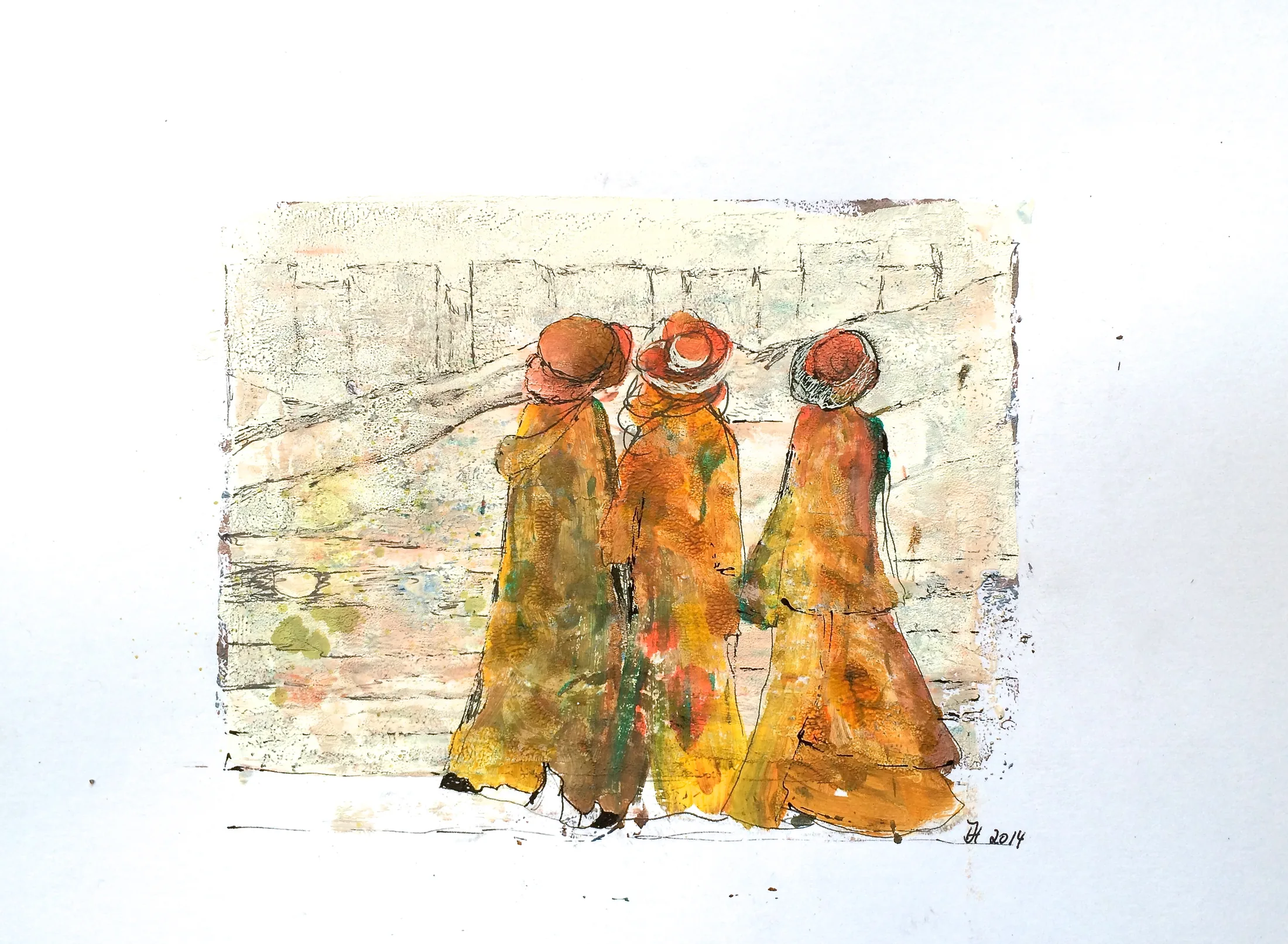 vor der stadt ,acryl und tusche auf papier ,din a 4